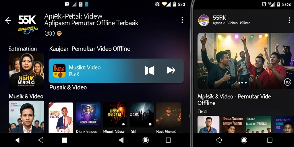Tampilan antarmuka pengguna 55RK untuk Pemutar Video Offline yang mudah digunakan.