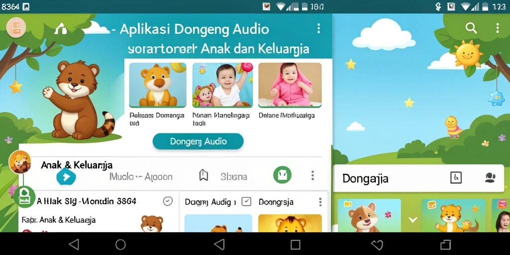 Tampilan antarmuka aplikasi Dongeng Audio 8364 yang menarik dan mudah digunakan.