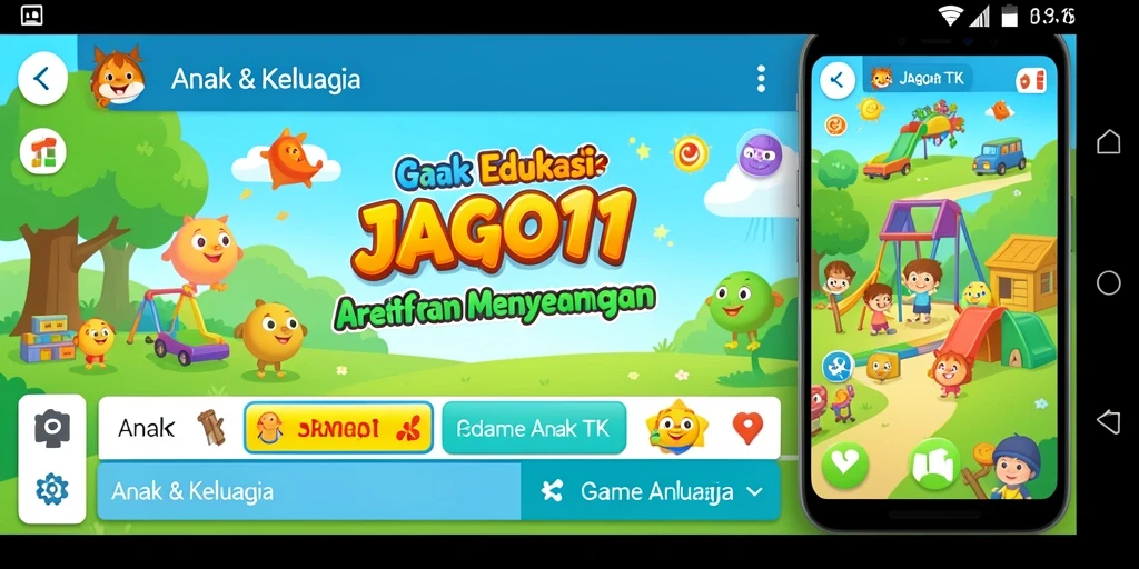 Antarmuka ceria dan edukatif dalam aplikasi Game Anak TK.