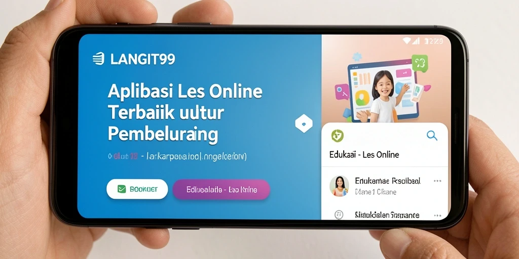Antarmuka aplikasi LANGIT99 yang menarik dan interaktif untuk Les Online.