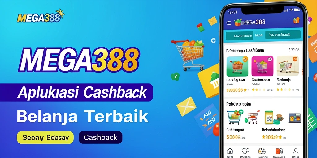 Antarmuka utama MEGA388 menampilkan berbagai penawaran cashback untuk pengguna.