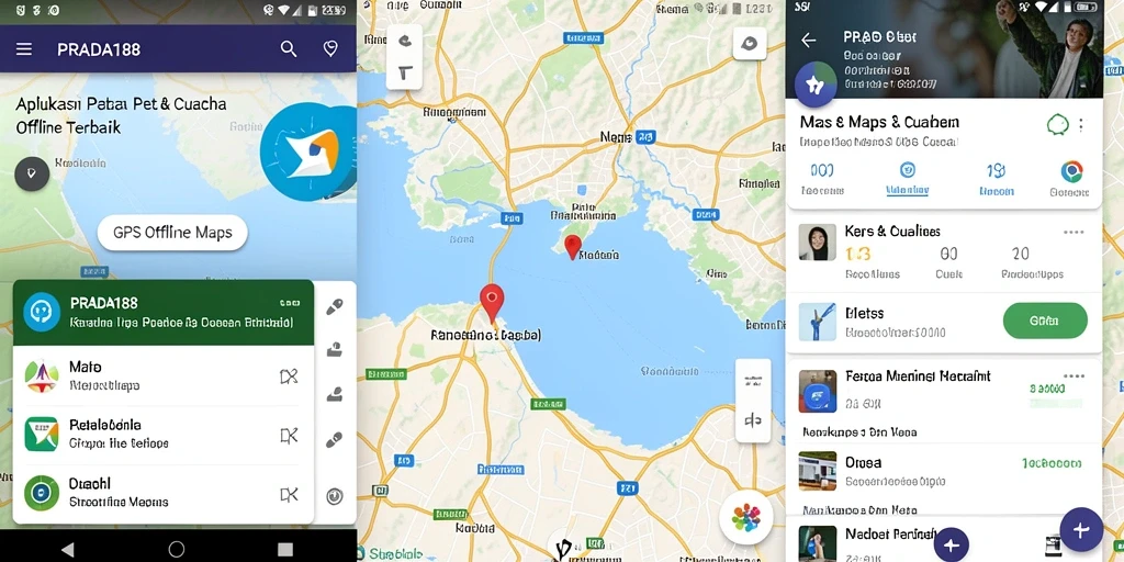 Tampilan antarmuka aplikasi PRADA188 dengan fitur GPS Offline Maps.