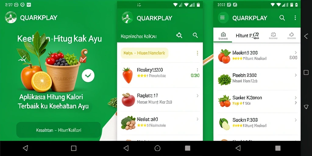 Tampilan antarmuka QUARKPLAY yang memudahkan pemantauan kalori.