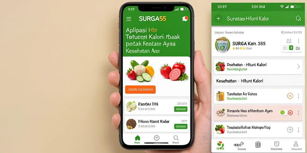 Tampilan antarmuka SURGA55 yang memudahkan pengguna dalam menghitung kalori.